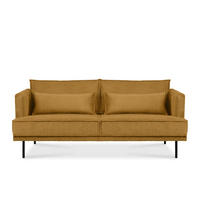 3-SITZER-SOFA GANZO 2 Kissen inklusive, Cord-Stoff, gelb - Gelb/Schwarz, Textil/Metall (193/84/92cm) - KONSIMO®