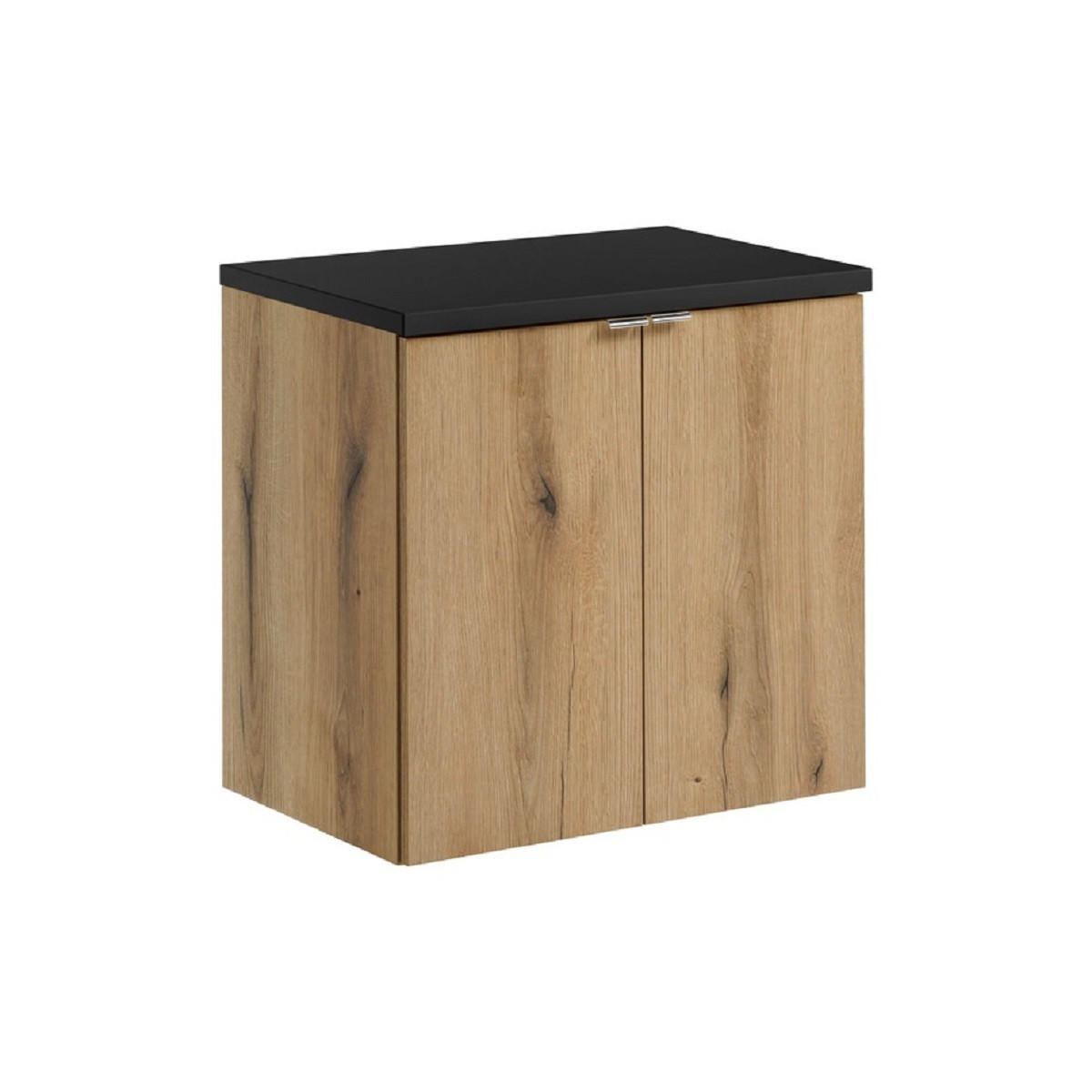 Milaros Markt Waschtischunterschrank Eiche Wotan, Schwarz 60x57x40 cm