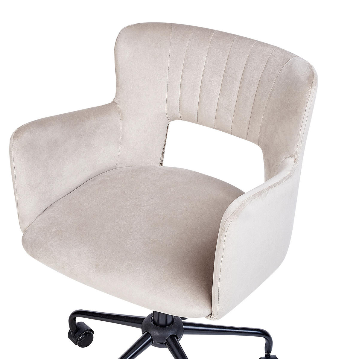 BÜROSTUHL Samtstoff Beige Sanilac - Beige, Textil/Metall (62/79/62cm) - Beliani