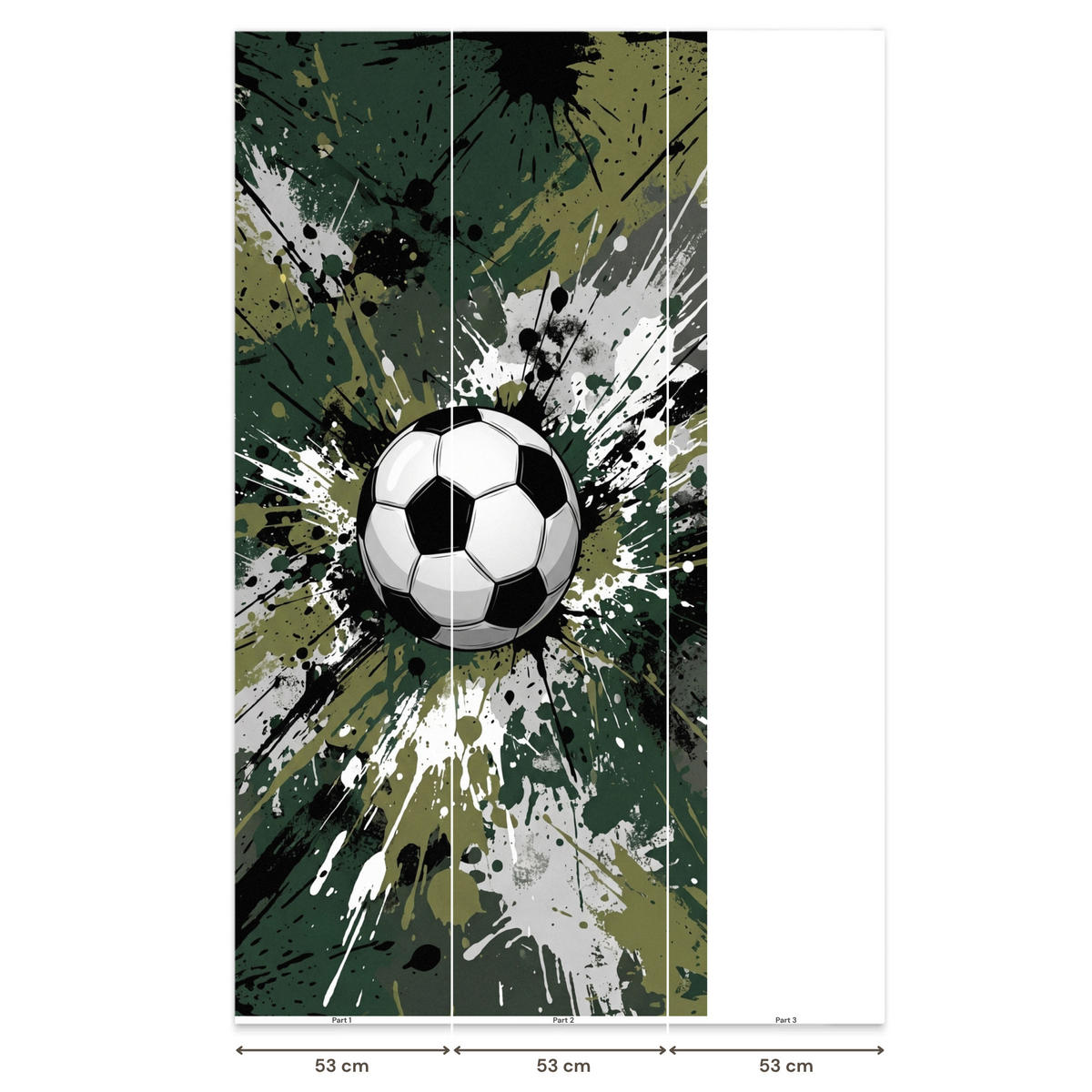 KINDERTAPETE - Fußball - Farbe - Spritzer - Grün - 120x240 cm - Dunkelgrün, Papier (120/240cm) - OnlyWow