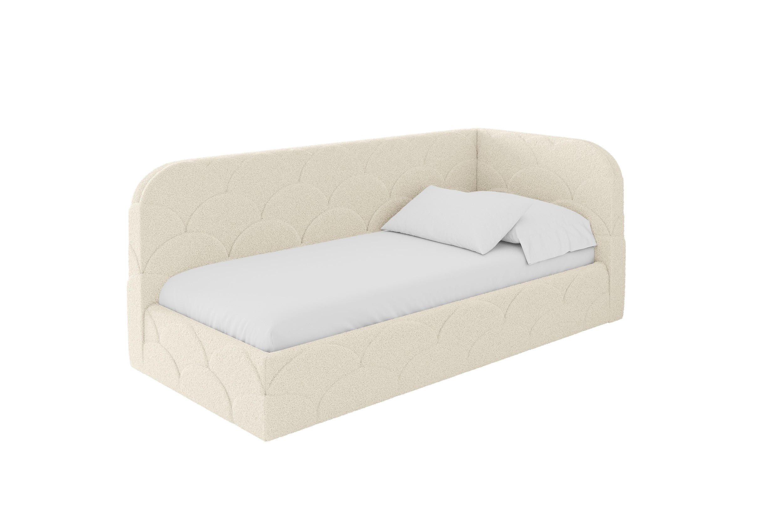 EINZELLBETT Jugendbett mit Bettkasten und Matratze H3/H4, Links - ELRY 90x200 Beige - Champagner, Holzwerkstoff/Textil (90/200cm) - ALTDECOR