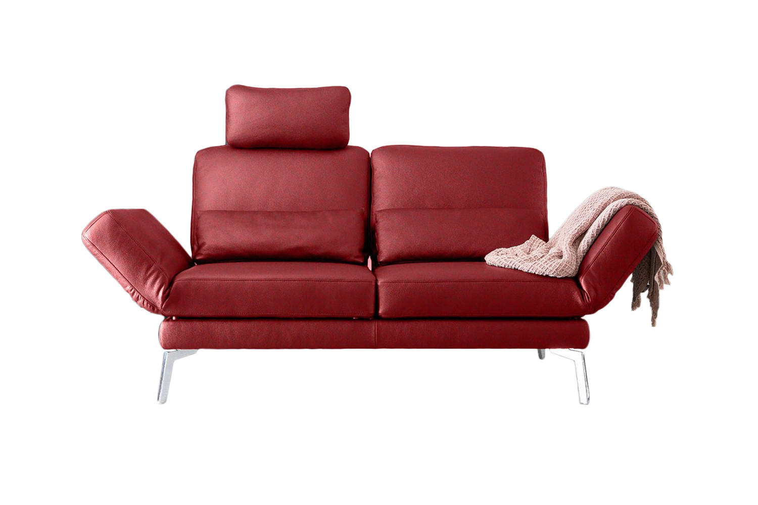 LEDERSOFA HURRICANE Rot Leder - Rot/Silberfarben, Leder (170/87/141cm) - KAWOLA