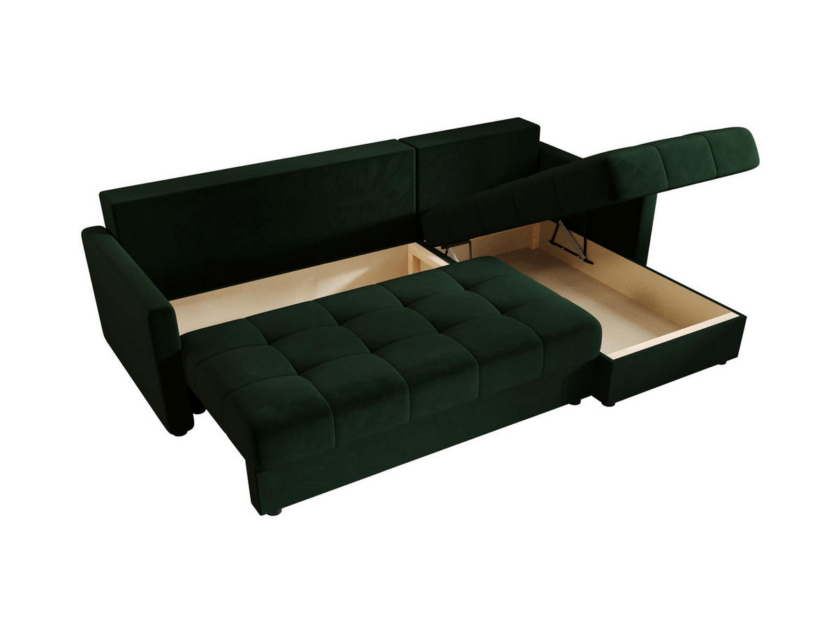 ECKSOFA MOS L BIS Itaka 10 Rechts mit Schlaffunktion - Dunkelgrün, Textil (220/143cm) - Bedante