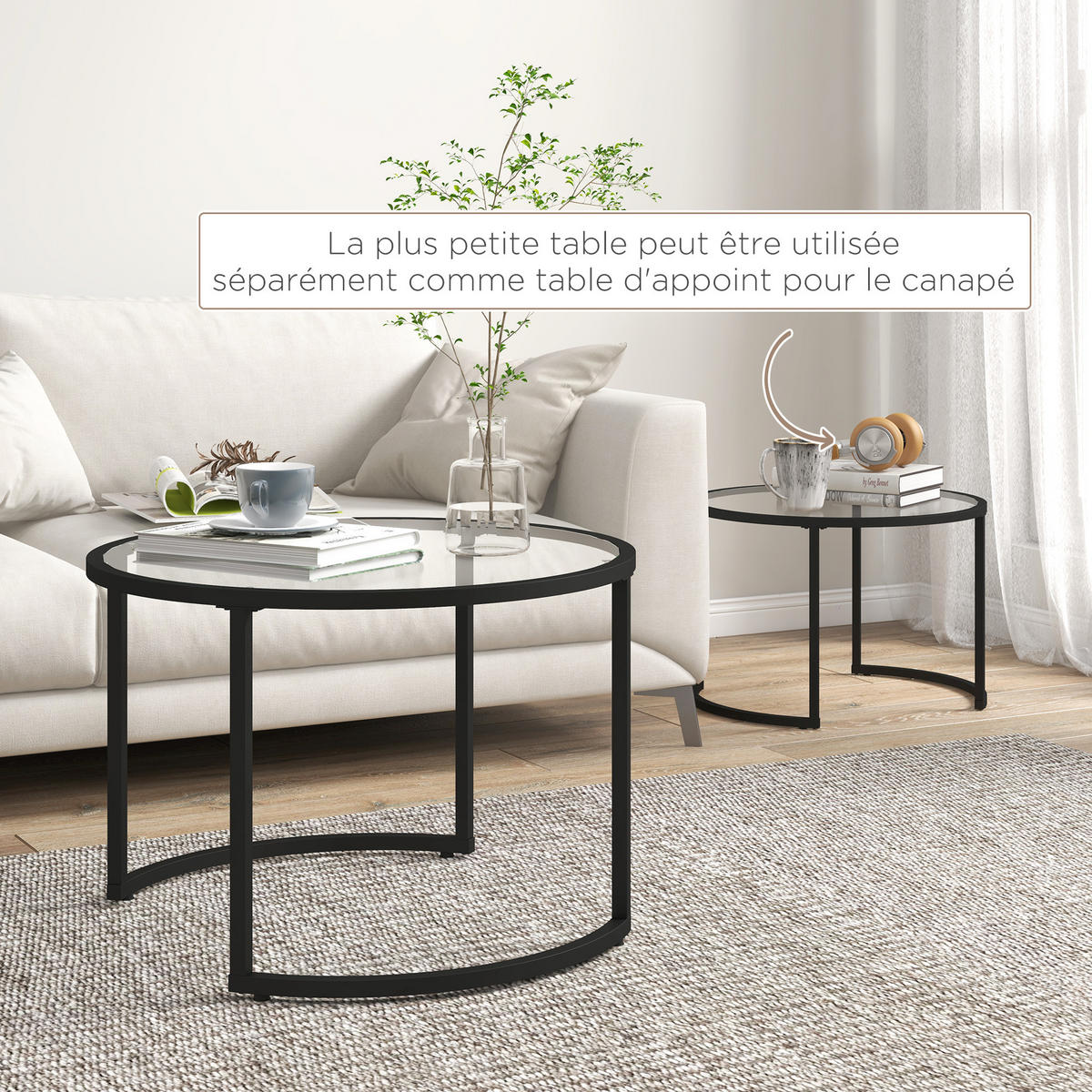 COUCHTISCH-SET Schwarz 2er-Set - Schwarz, Metall (70/70/47.5cm) - PANGIVO