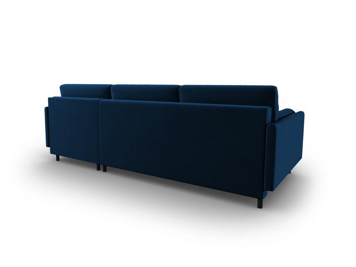 AUSKLAPPBARES-ECKSOFA rechts mit Container Scott aus Samt königsblau 5 Sitzplätze - Blau, Textil (142/212cm) - Micadoni