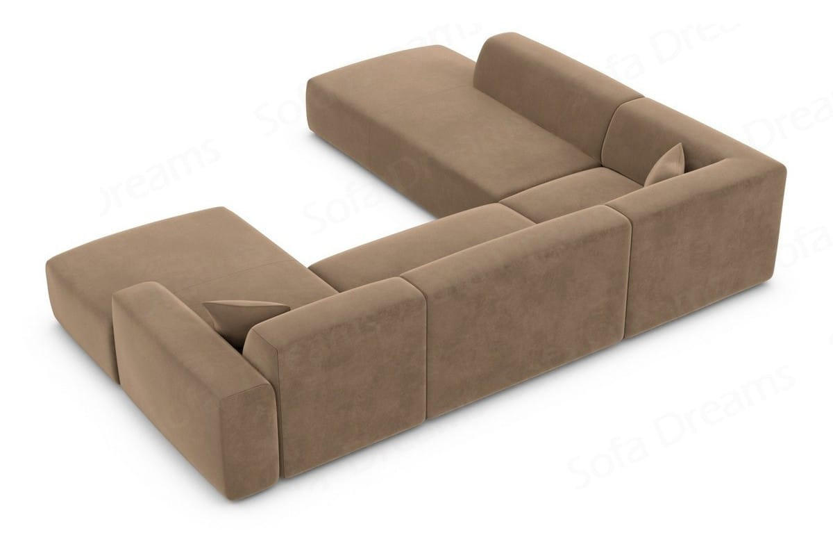 WOHNLANDSCHAFT Genova Braun Samtstoff - Braun, Kunststoff (326/70/263cm)