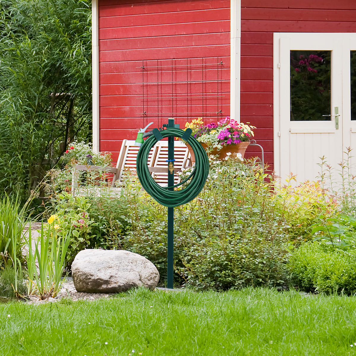 WASSERZAPFSTELLE - Grün, Metall (25/107.5/18cm) - Relaxdays