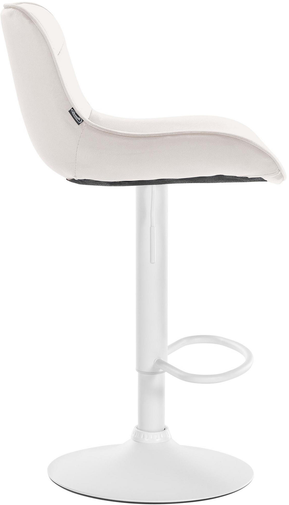 BARHOCKER Vulcano Samt weiß creme - Naturfarben/Weiß, Textil/Metall (49/106/51cm) - TPFLiving