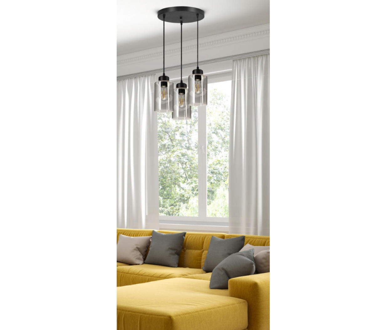 PENDELLEUCHTE TUBE - Transparent/Schwarz, Glas/Metall (30/30/80cm) - kiki design