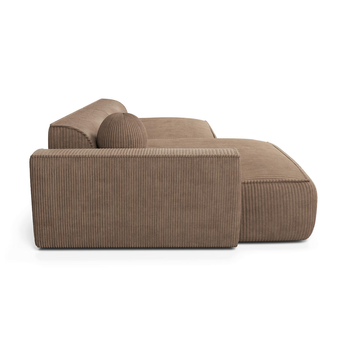 ECKSOFA LINKS Gerippter Samt Taupe 260cm - Taupe, Textil (155/260cm) - Sia Home