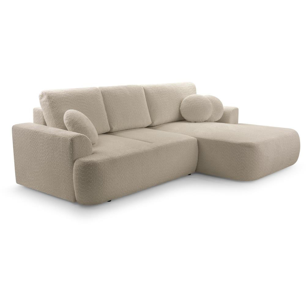ECKSCHLAFSOFA Vento beige rechts - Beige/Schwarz, Textil (260/168cm) - Beautysofa