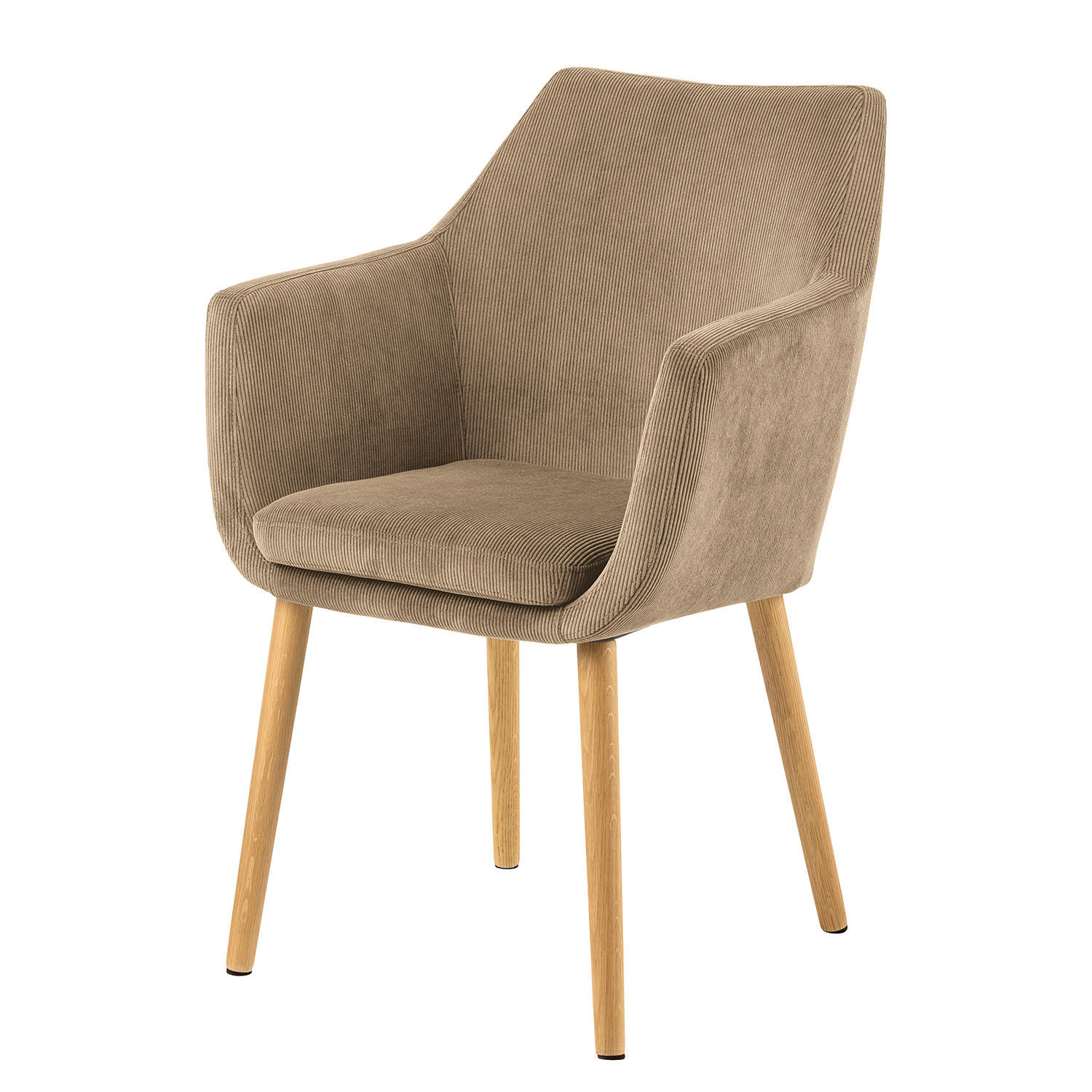 ARMLEHNENSTUHL - Eiche massiv - gepolsterte Sitzschale - abnehmbaren Sitzkizzen - Eichefarben/Beige, Eichenholz/Holz (58/84/58cm) - home24