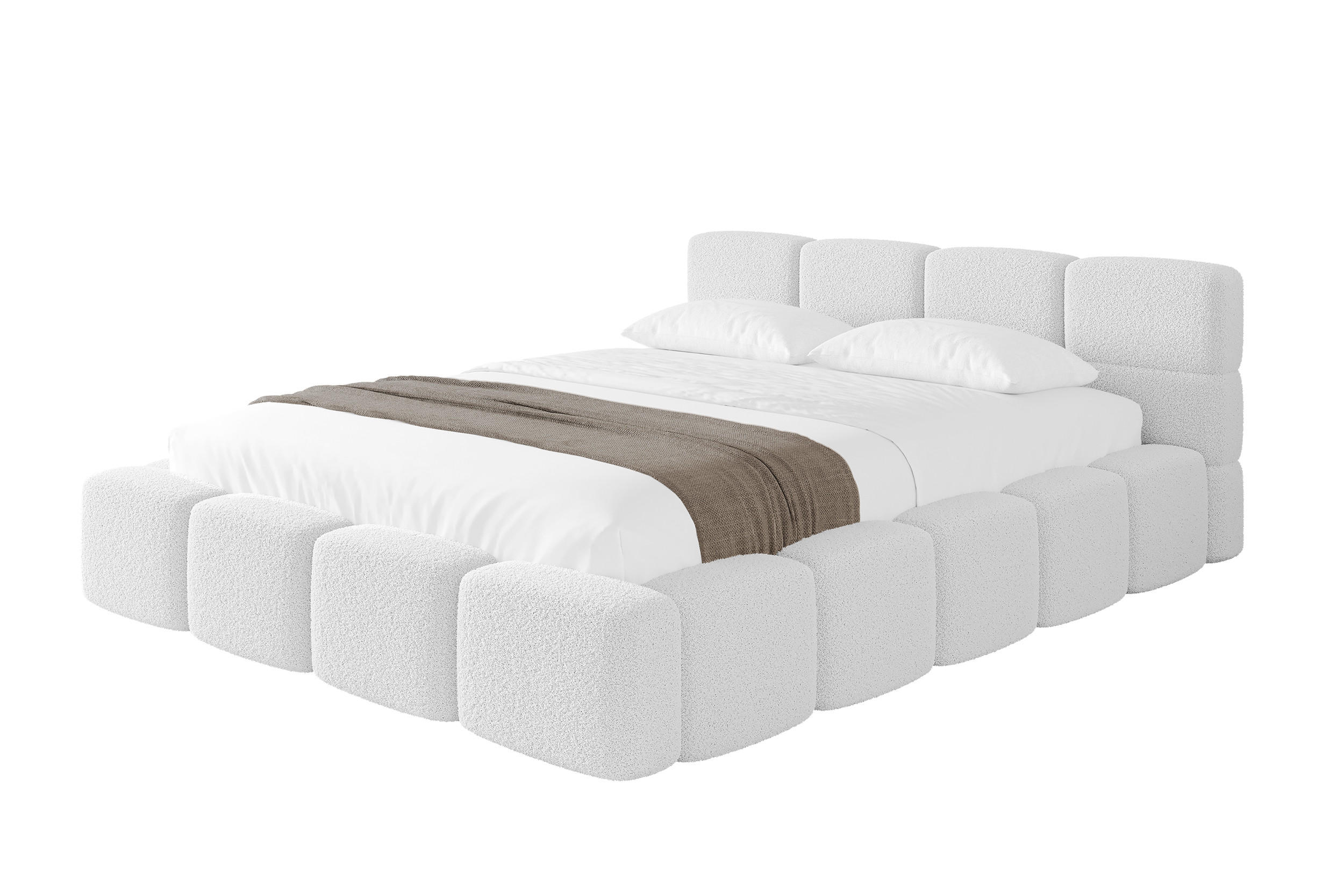 POLSTERBETT mit Bettkasten und Lattenrost, Bett mit Matratze H3/H4, Kopfteil, Boxbett, Doppelbett mit Stauraum - NATA-v1 160x200 Weiß - Weiß, Holzwerkstoff/Textil (160/200cm) - ALTDECOR