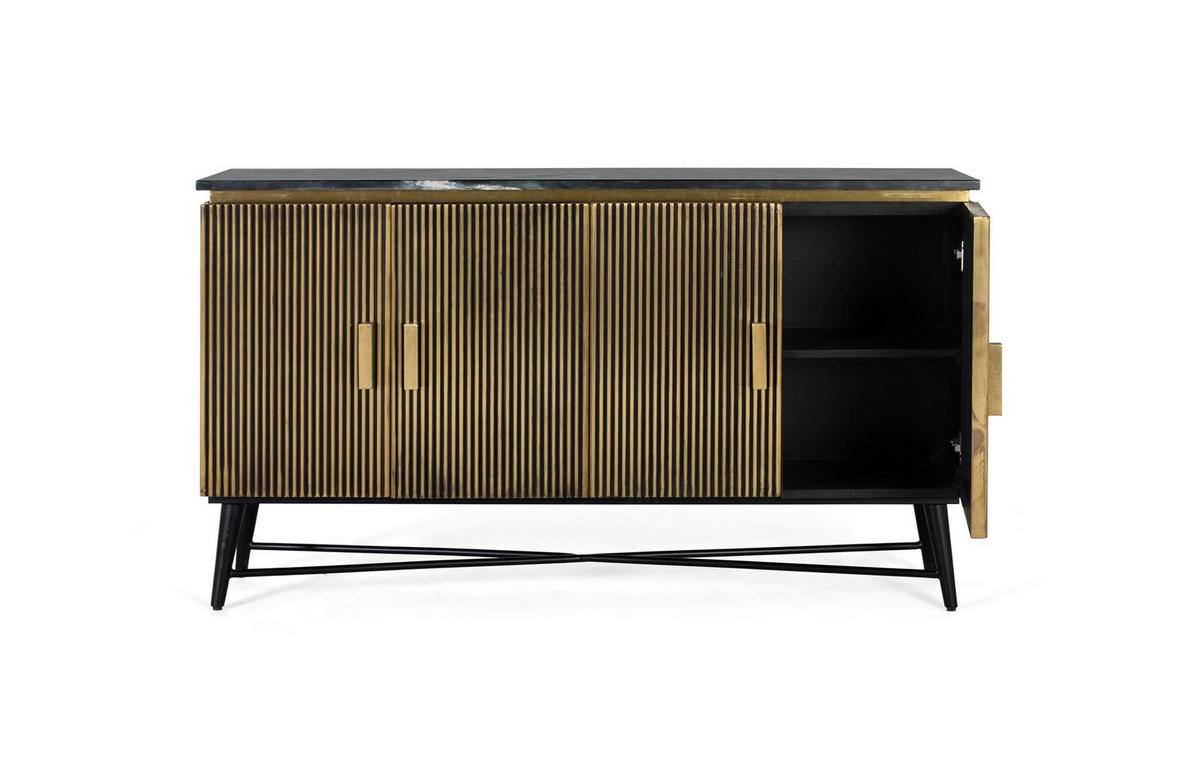 SIDEBOARD aus Mangoholz und Marmor - Bronzefarben, Holz (40/86/150cm) - Giner y Colomer