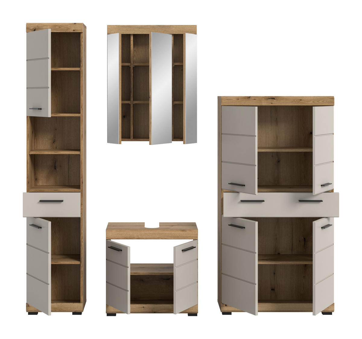 BAD-SET SCOUT 4-tlg. (B/H/T: ca. 201/191/34 cm) in Evoak Oak Nachbildung/- - Eichefarben, Holz (201/191/34cm) - Homes & Jones