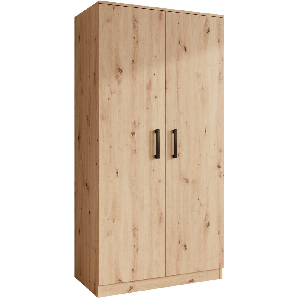 DREHTÜRENSCHRANK Trend, ohne Schubladen, eiche Artisan - Schwarz/Eiche Artisan, Holzwerkstoff (90/180/50cm) - Beautysofa