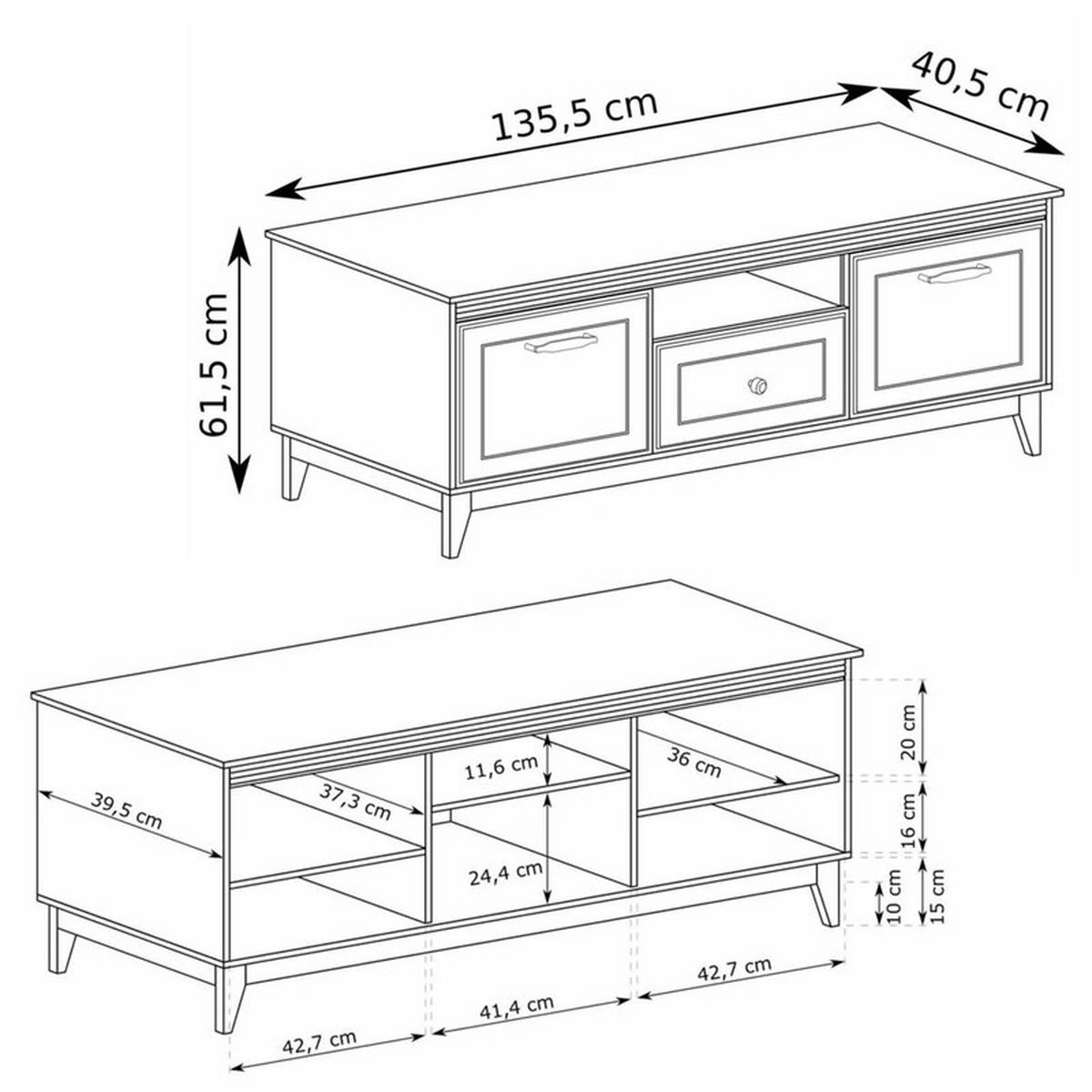 TV-LOWBOARD DIUNA 136 cm, Kaschmir - Kaschmir/Goldfarben, Holzwerkstoff/Metall (135.5/61.5/40.5cm) - Idohome