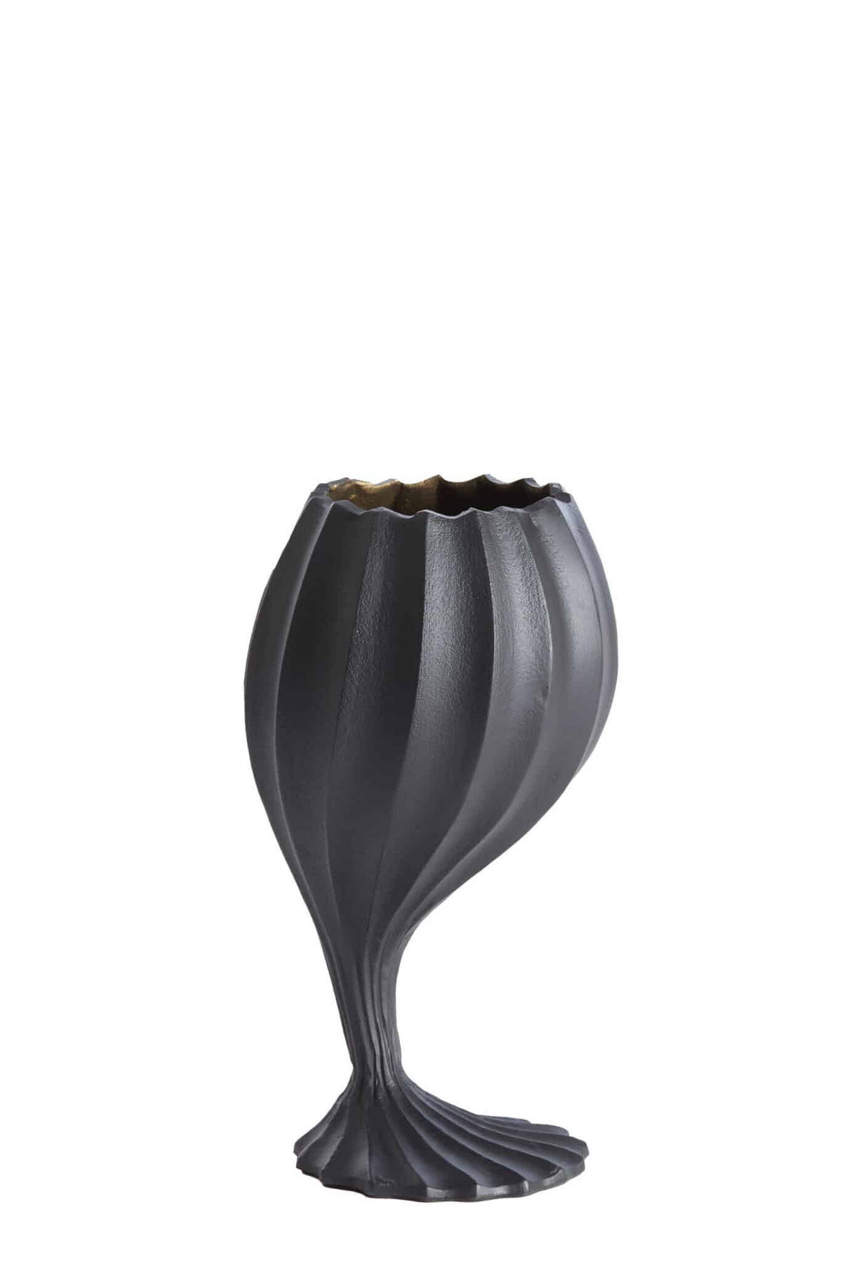 VASE Mikie Schwarz 18/16/32 cm - Schwarz, Metall (32cm) - Light & Living