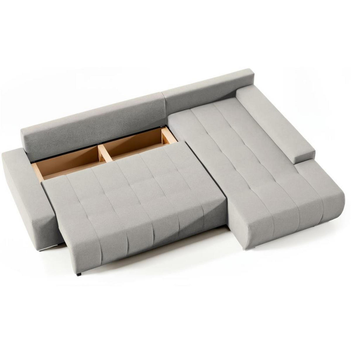 ECKSOFA Draco L beige rechts - Chromfarben/Beige, Textil/Metall (267/186cm) - Beautysofa