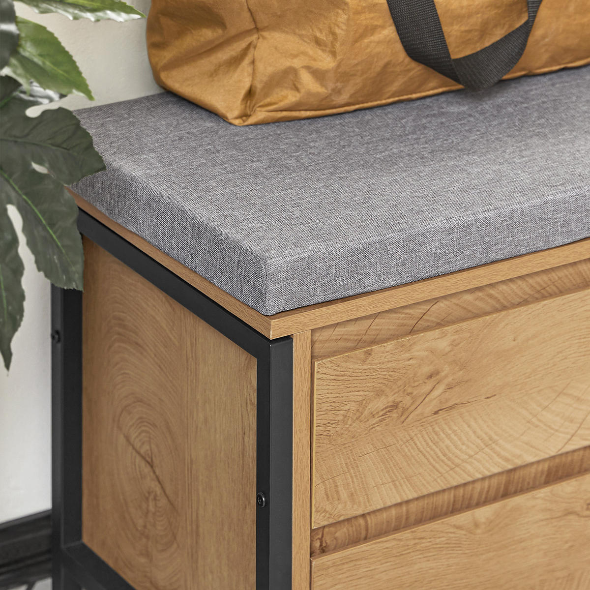 SCHUHBANK Natur - Naturfarben, Holzwerkstoff/Metall (110/45/35cm) - SoBuy
