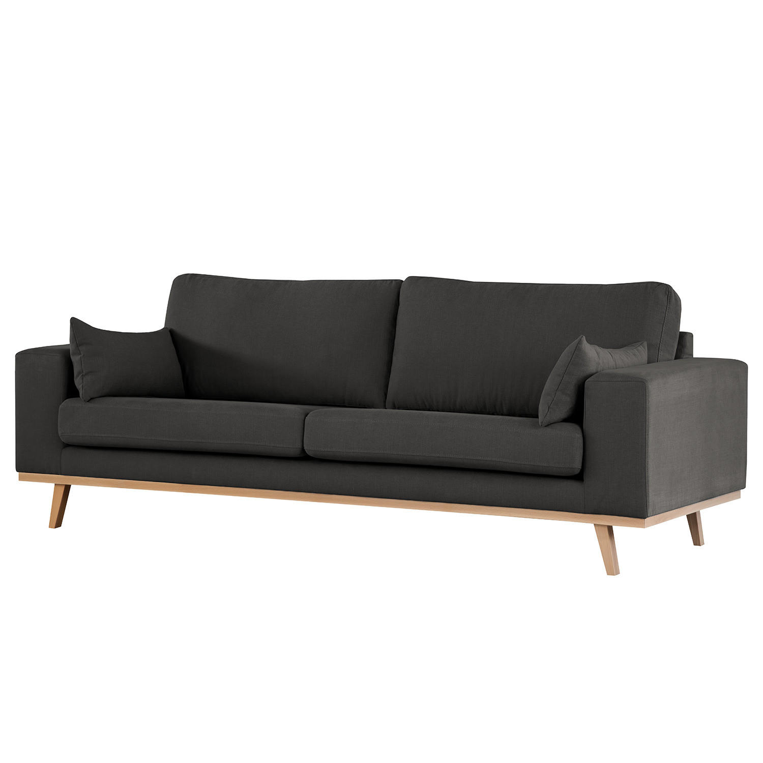 2-SITZER SOFA - Anthrazit/Buchefarben, Textil (197/81/88cm) - home24