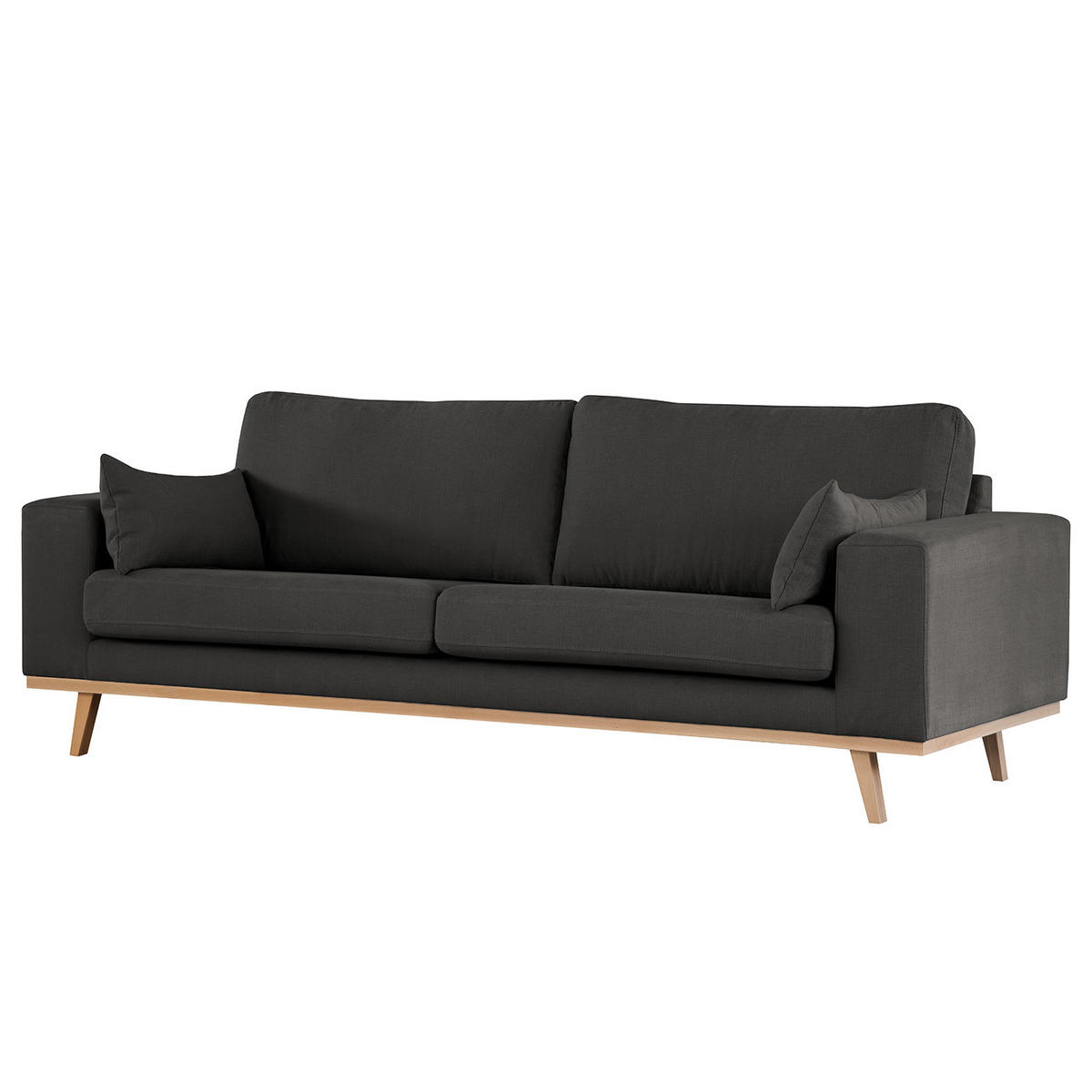 2-SITZER SOFA - Anthrazit/Buchefarben, Textil (197/81/88cm) - home24