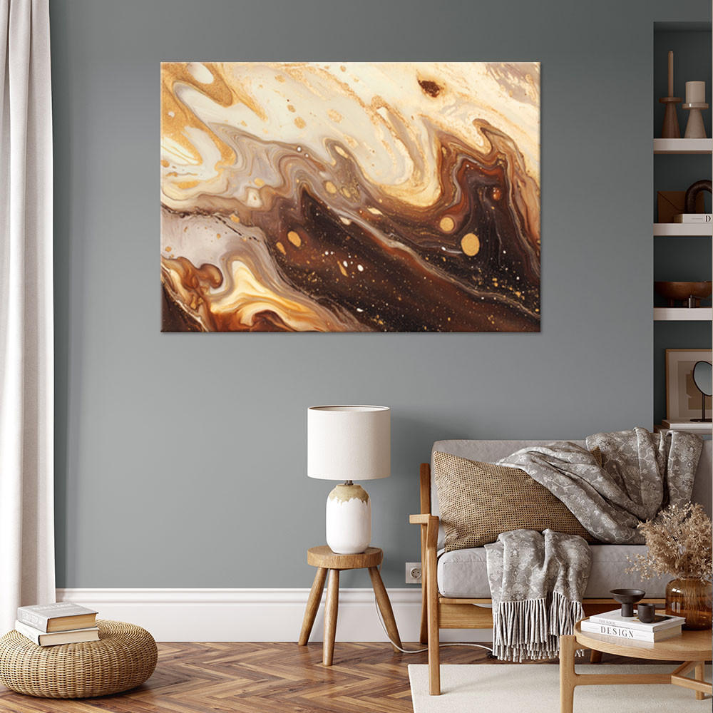 WANDBILD beige abstraktion mit gold - Beige, Textil (120/80cm) - Feeby
