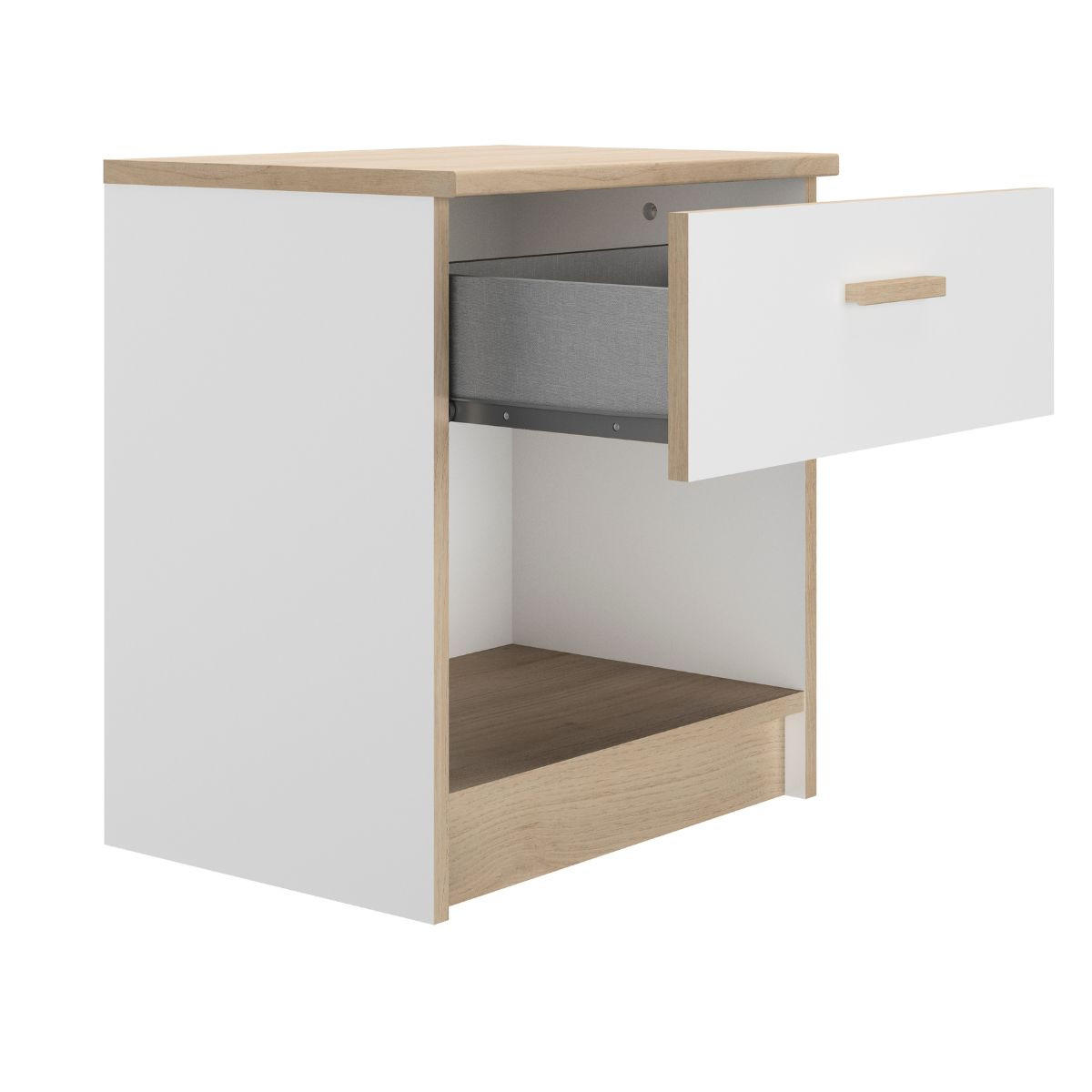 NACHTTISCH 1 Schublade H52 cm Tulle - Weiß, Holzwerkstoff (35/52/48cm) - Calicosy