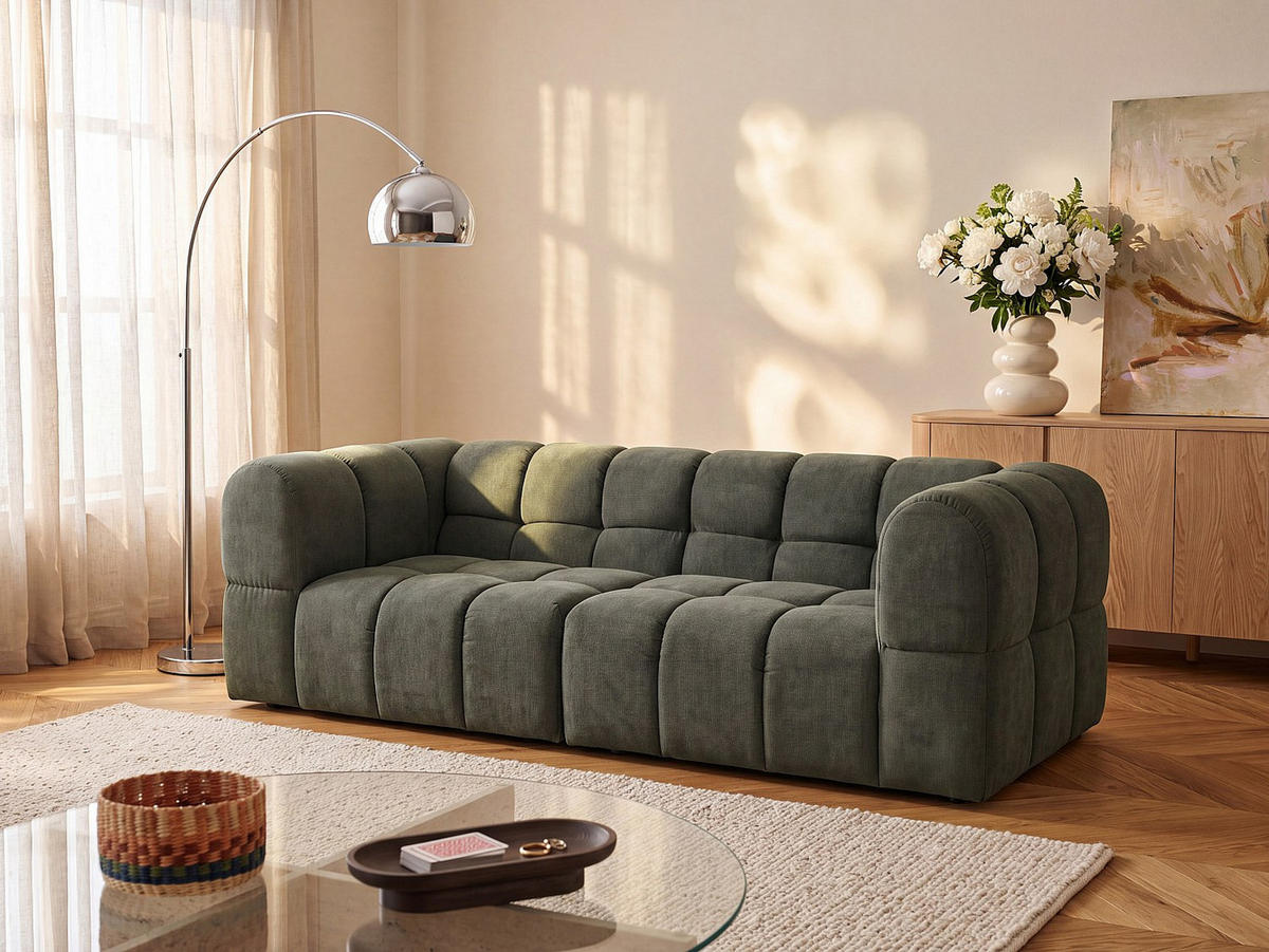 SOFA - 3 Personen - stoff - khaki Rimalo - Schlammfarben, Textil (244/75/102cm) - Vente-Unique