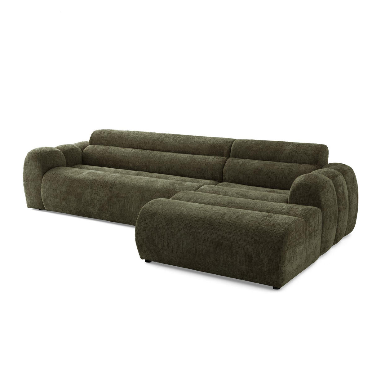 4-SITZER modulares Ecksofa VEER SET 1 Rechts, 298 x 175 cm, Chenille Webstoff Grün - Schwarz/Grün, Holz/Kunststoff (175/298cm) - Muffo