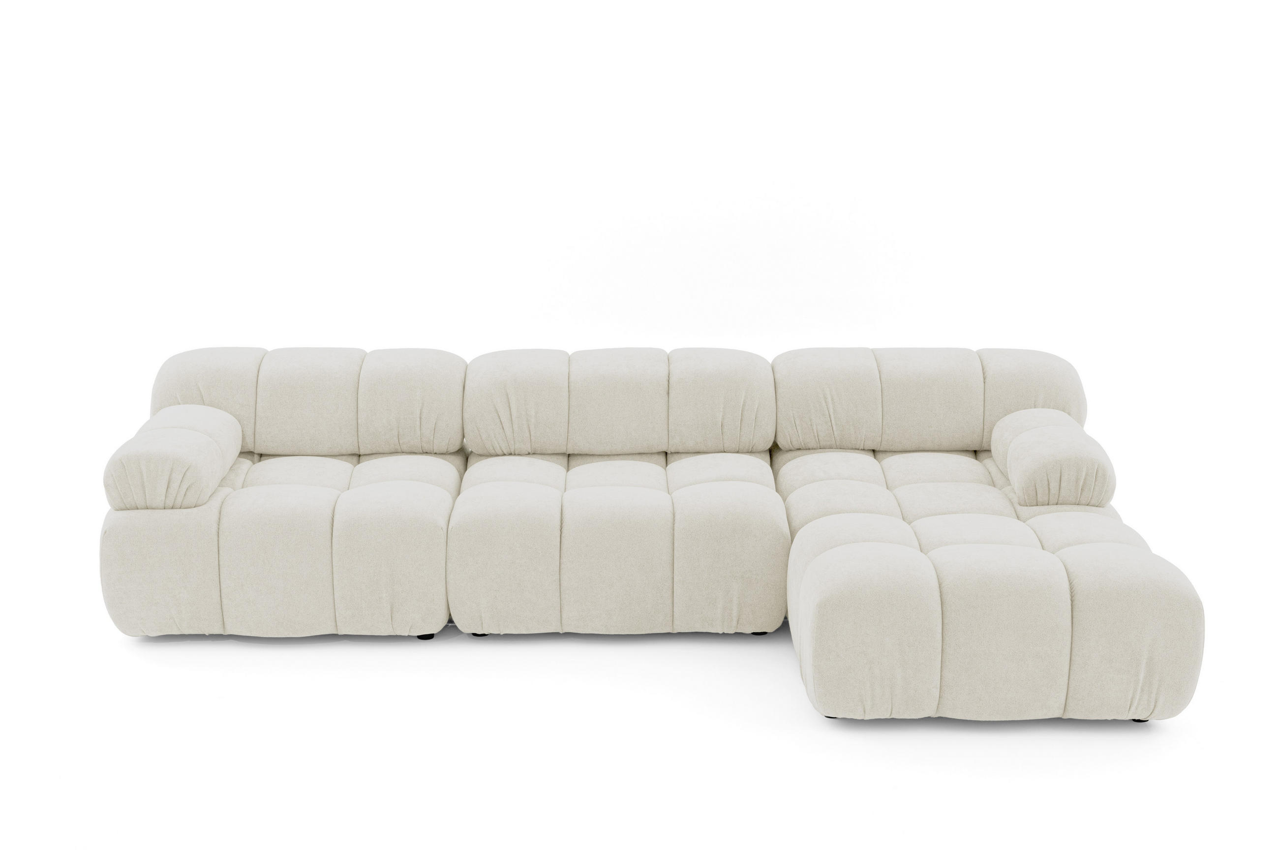 MODULARES Ecksofa MOMENTUM L, Rechts, Breite 282 cm, strukturierter Stoff, Weiß - Chromfarben/Weiß, Holz/Textil (155/282cm) - Muffo
