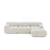 MODULARES Ecksofa MOMENTUM L, Rechts, Breite 282 cm, strukturierter Stoff, Weiß - Chromfarben/Weiß, Holz/Textil (155/282cm) - Muffo