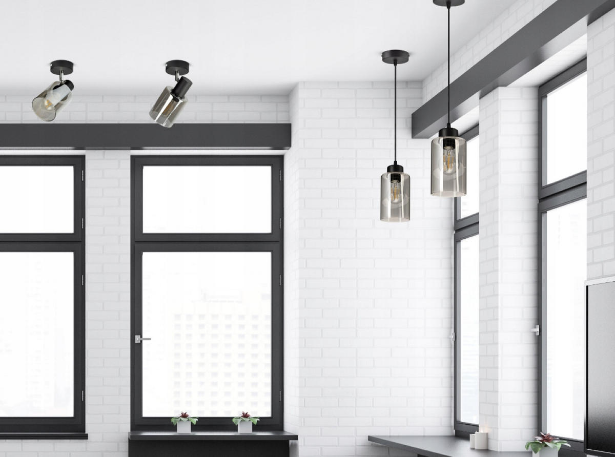 PENDELLEUCHTE TUBE - Transparent/Schwarz, Glas/Metall (10/10/80cm) - kiki design