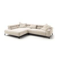 ECKSOFA DELIA Cremeweiß Cord - Creme/Schwarz, Textil/Metall (312/219cm) - KAWOLA