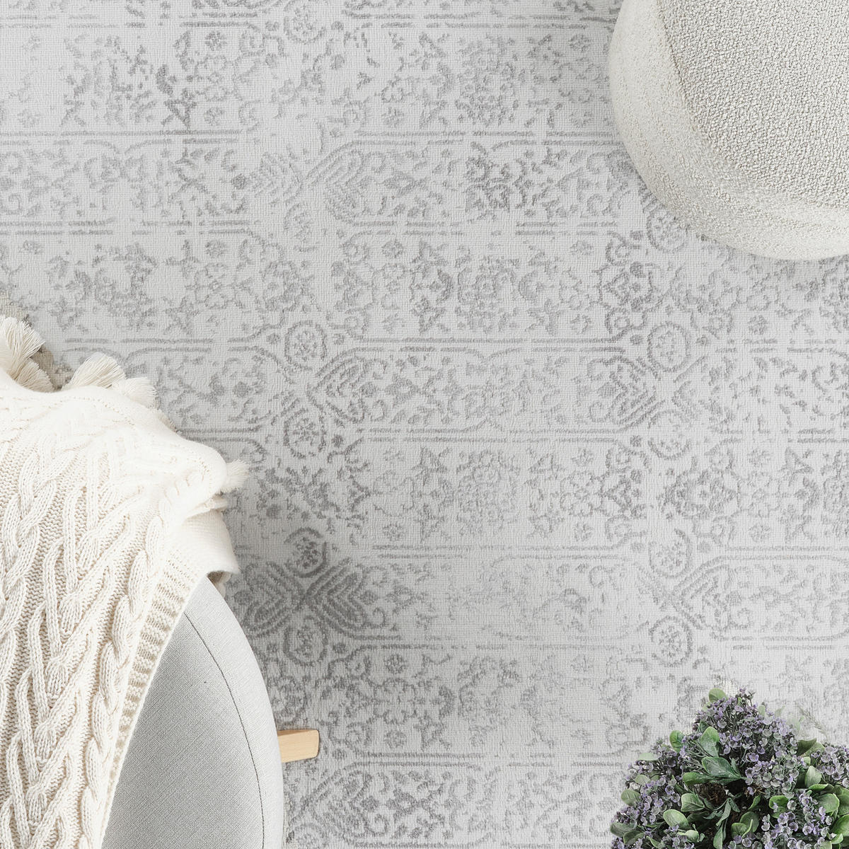 VINTAGE-TEPPICH Vicky 80/150 cm Hellgrau - Hellgrau, Textil (80/150cm) - LIVABLISS