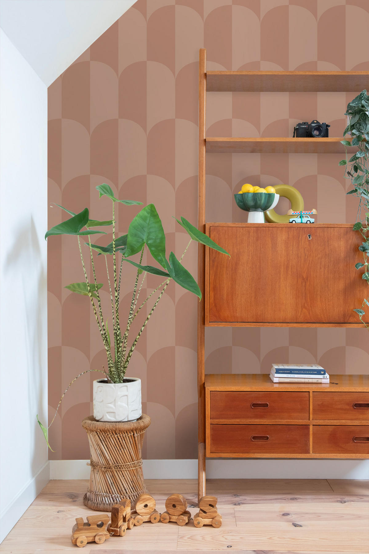 TAPETE Art Decó Muster 53 cm x 10.05 m - Terracotta, Papier (53/1000cm) - ESTAhome