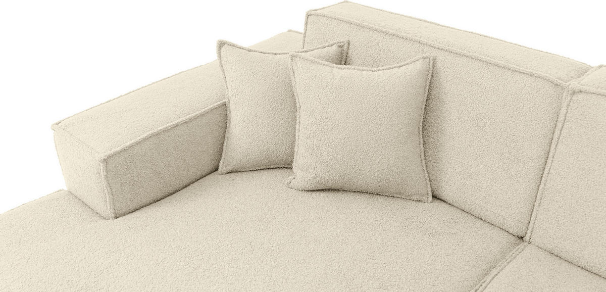 ECKSOFA Hana Loft 3-Sitzer Ecke Links, Boucle, Beige 241/80/168 cm - Beige/Schwarz, Textil/Metall (241/168cm) - WFL GROUP