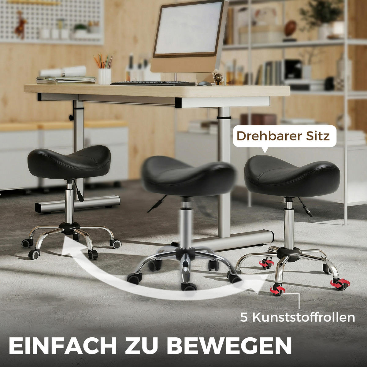 DREHHOCKER DE-09682 Schwarz - Schwarz, Metall (48/71/48cm) - ComfortXL