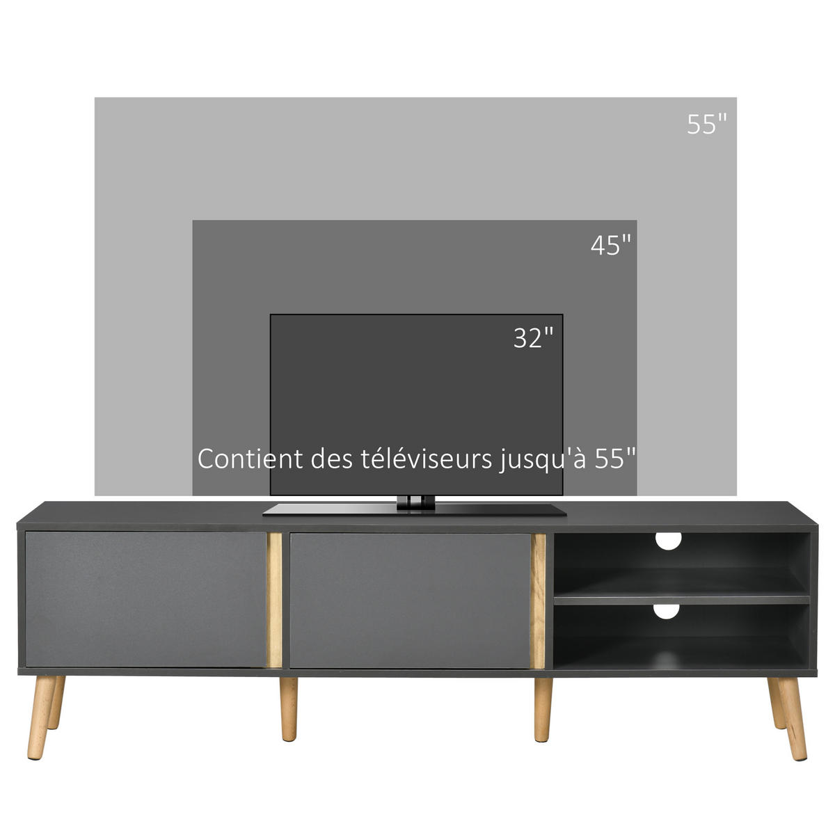 TV-MÖBEL Dunkelgrau 1 Stück - Dunkelgrau, Holzwerkstoff (150/45/35cm) - GiPP