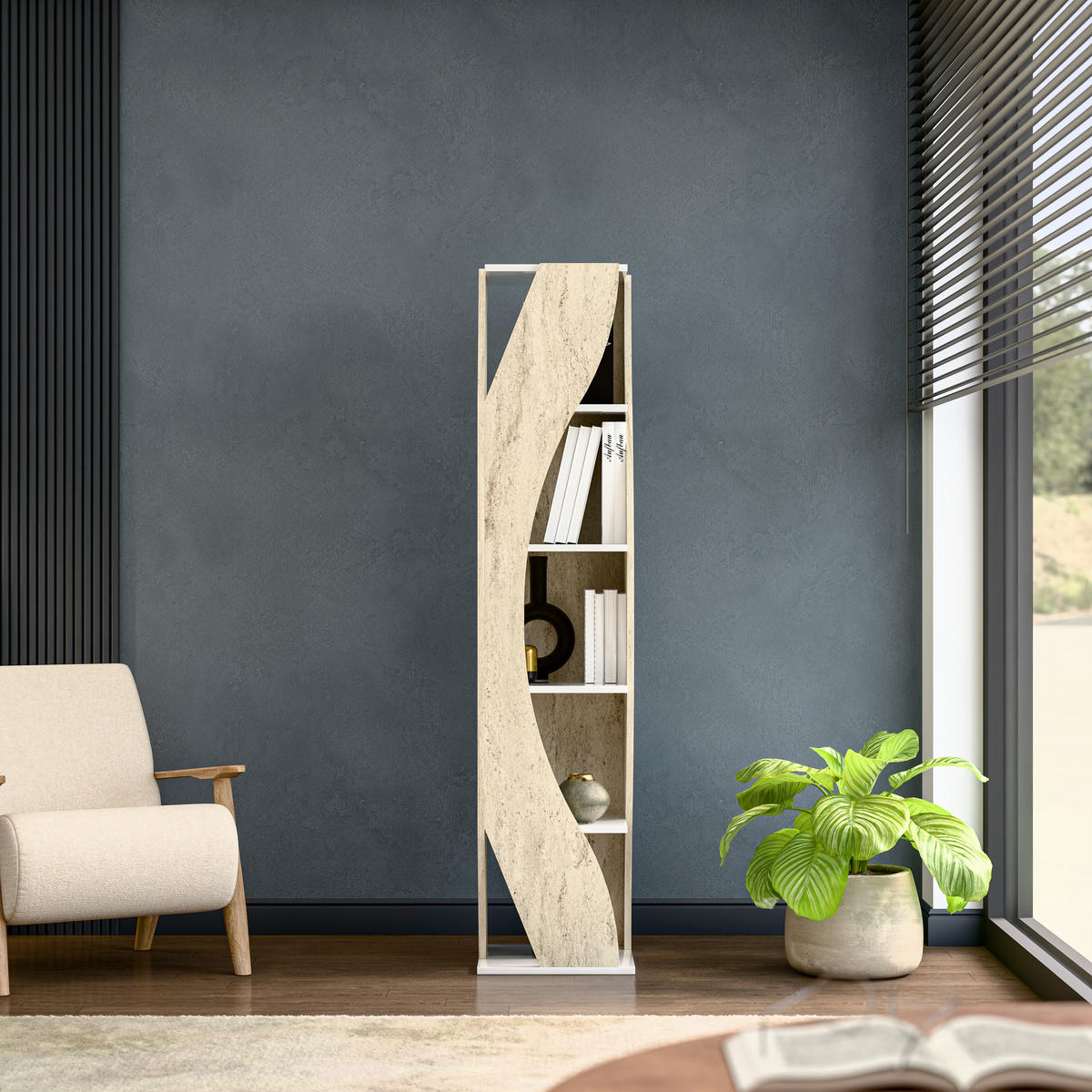 BÜCHERREGAL Reva - Beige, Holzwerkstoff (40/180/40cm) - Decorotika