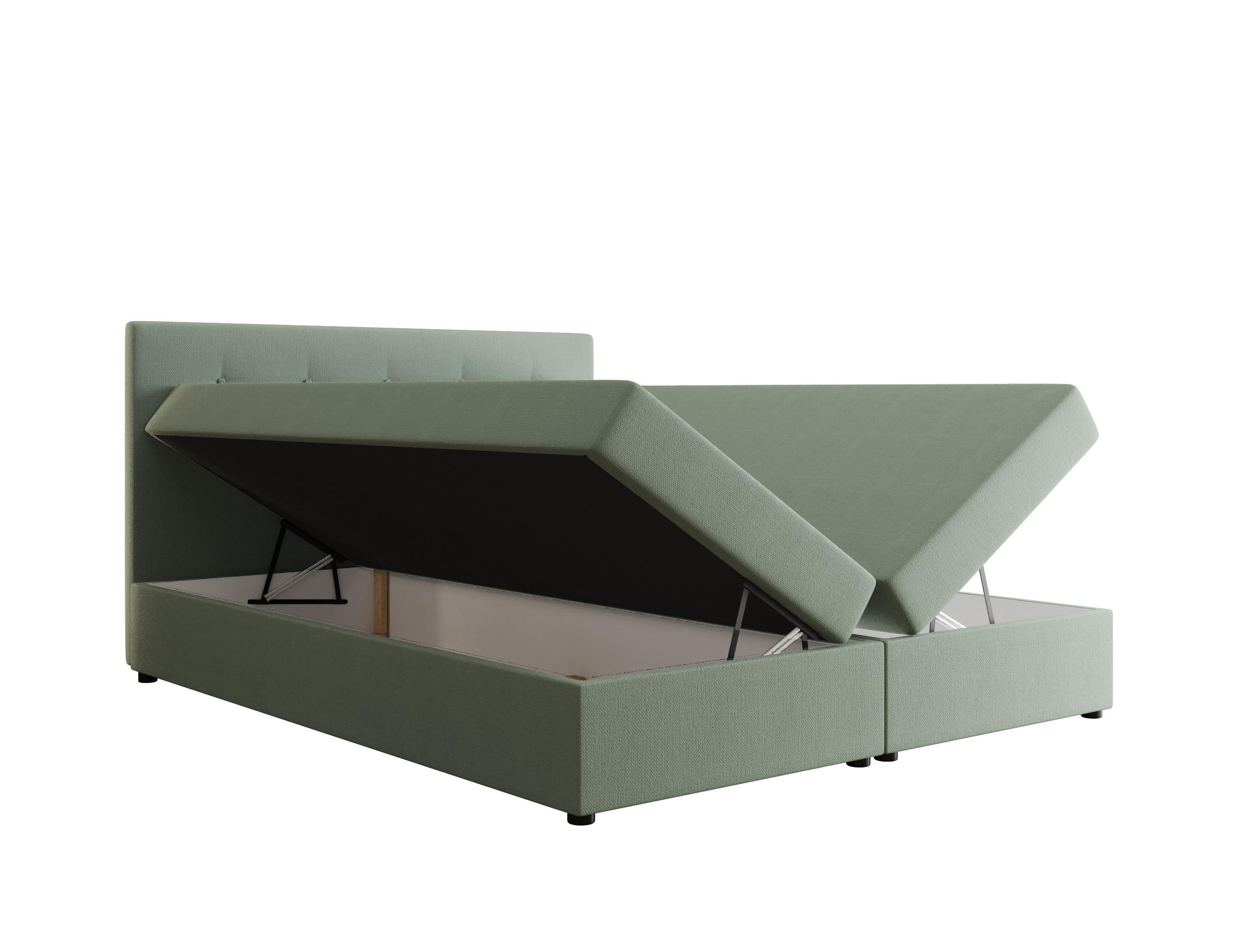 BOXBETT FADO 22 mit Matratze H3, Bonell und Topper 180x200 Cosmic 16 - Hellgrün, Holz/Textil (180/200cm) - Bedante