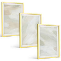 BILDER SET 3er Set - 40x60 cm Goldrahmen - Leuchtende Farben, abstrakter Boho-Stil - Goldfarben, Kunststoff (40/60cm) - TULUP