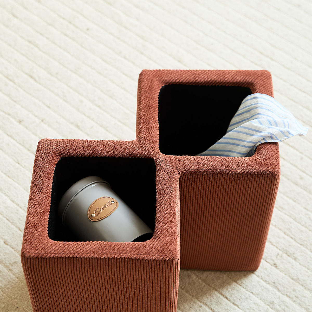 POUF Kord Terrakotta - Rot, Textil (60/38/35cm) - Nordlys