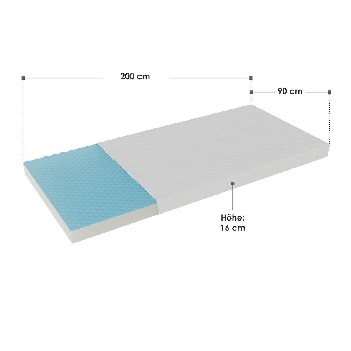 KALTSCHAUMMATRATZE 90x160 cm - Weiß, Textil (90/200cm) - Juskys