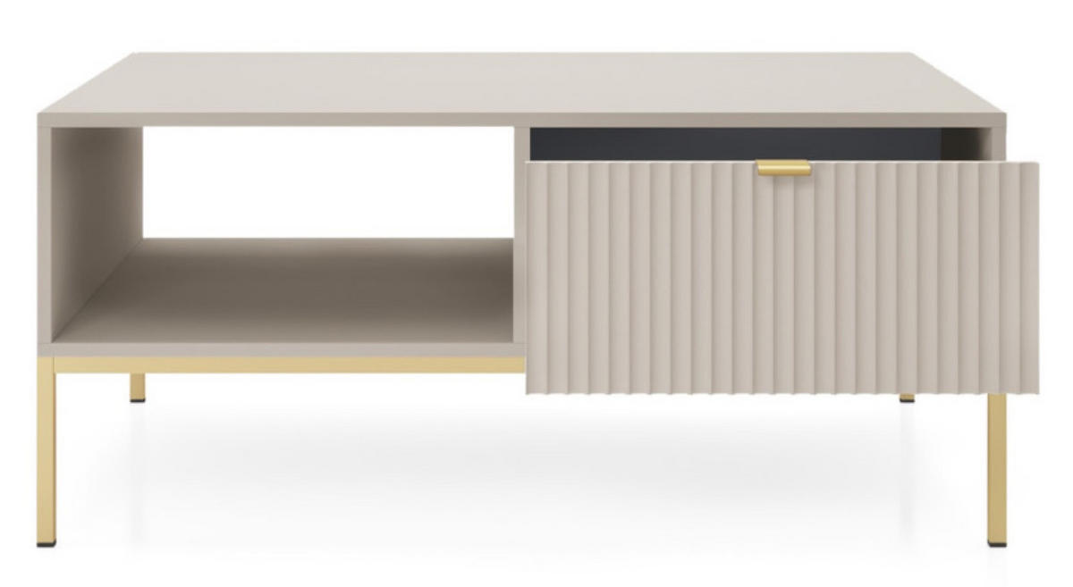 TISCH Kaschmir NEW Mit Goldfarbenem Gestell Mit Metallgestell - Kaschmir/Beige, Holzwerkstoff (104/104/46cm) - Sepro Meble