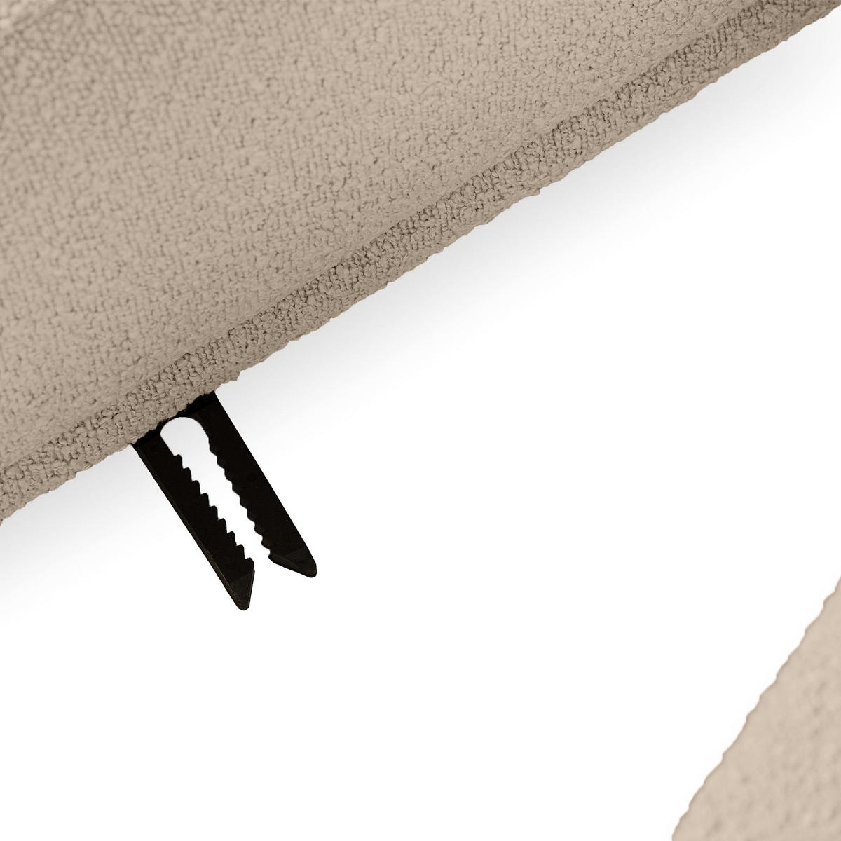 ECKSOFA-RECHTS FOSERO, Bouclé - Greige/Buchefarben, Holz/Holzwerkstoff (204/155cm) - KONSIMO®
