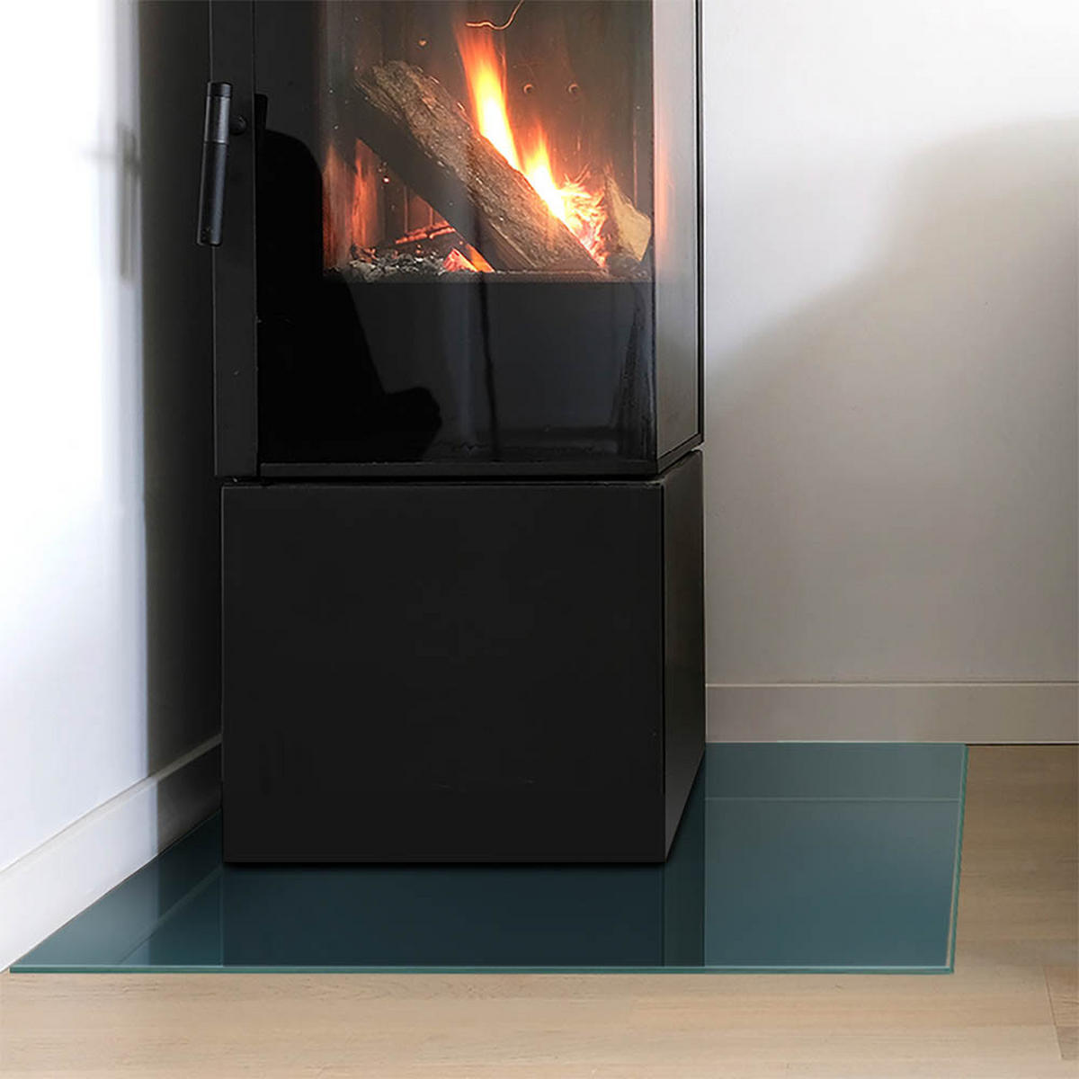 GLASPLATTE für Kamin 60x60 cm Türkis - Türkis, Glas (60/60/0.4cm) - ArtPrintCave