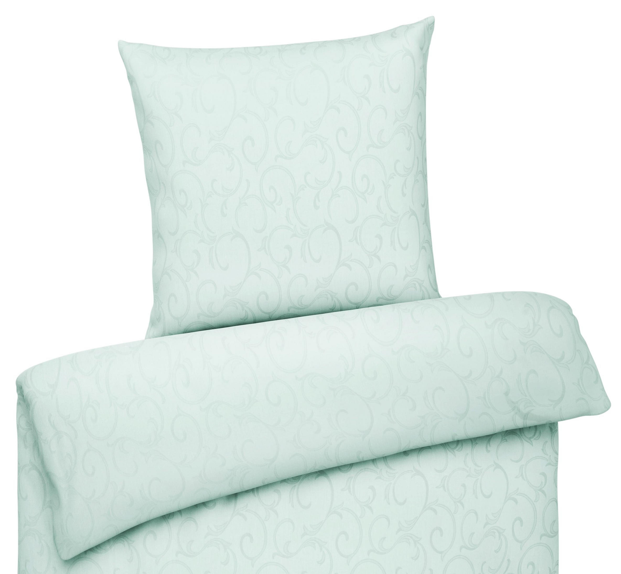 DAMAST-BETTWÄSCHE 135x200 Mako Brokat Bettbezug Ornamente Muster Mint Grün - Made in Germany - Mintgrün, Textil (135/200cm) - Carpe Sonno