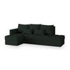 ECKSOFA LUMARI L-S Grün Plüsch-Stoff mit Schlaffunktion - Grün, Holz (262/143cm) - MASSENO