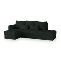 ECKSOFA LUMARI L-S Grün Plüsch-Stoff mit Schlaffunktion - Grün, Holz (262/143cm) - MASSENO